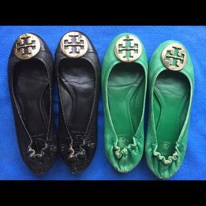 Black & Green Tory Burch Flats